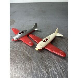 Hubley Kiddie Toy Vintage Fighter Plane Lot Of 2 For Parts Only Red White Silver
